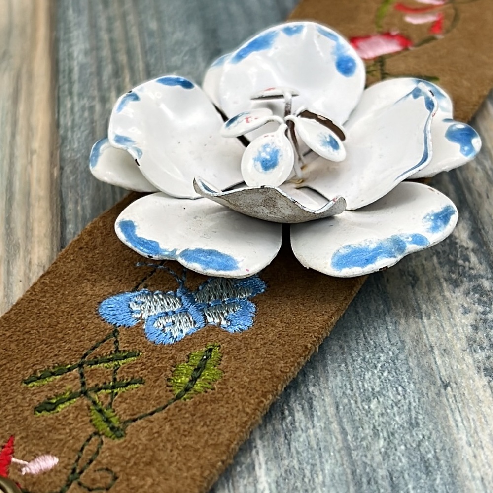 Adorned Crown Artisan Assemblage Embroidered Leat… - image 4